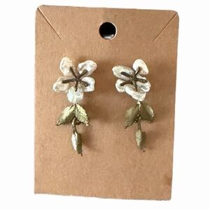 Michael Michaud Botanical Bronze Earrings with Freshwater Pearls